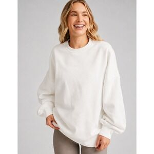 Beyond Yoga Women's White Oversized Fleece Crewneck Sweatshirt Size Small